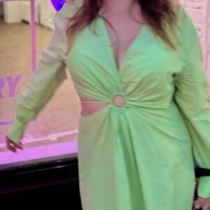 Lime green cut out dress